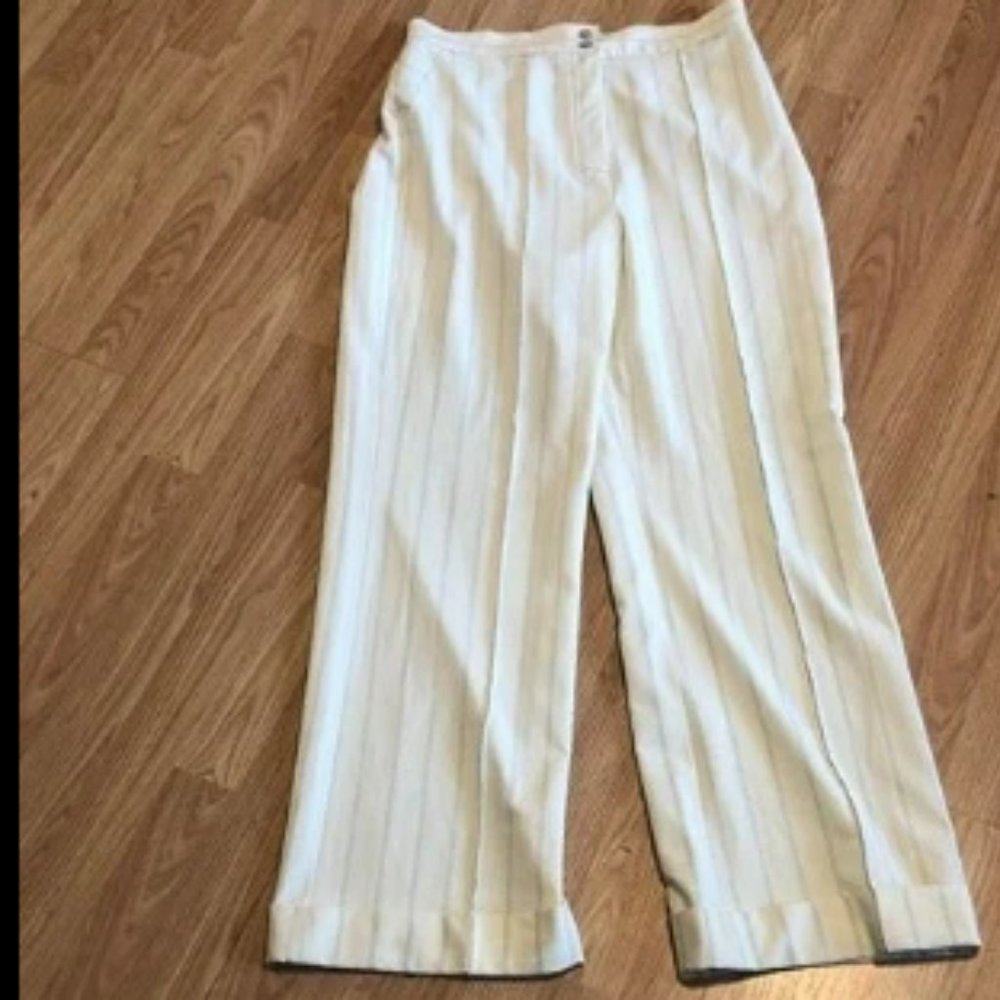 Anna Sui Pinstripe Wide Leg Pants Sz 12